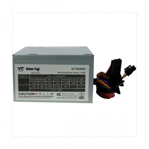VT-S200A PLUS REAL 200W ATX Flat Cable Power Supply