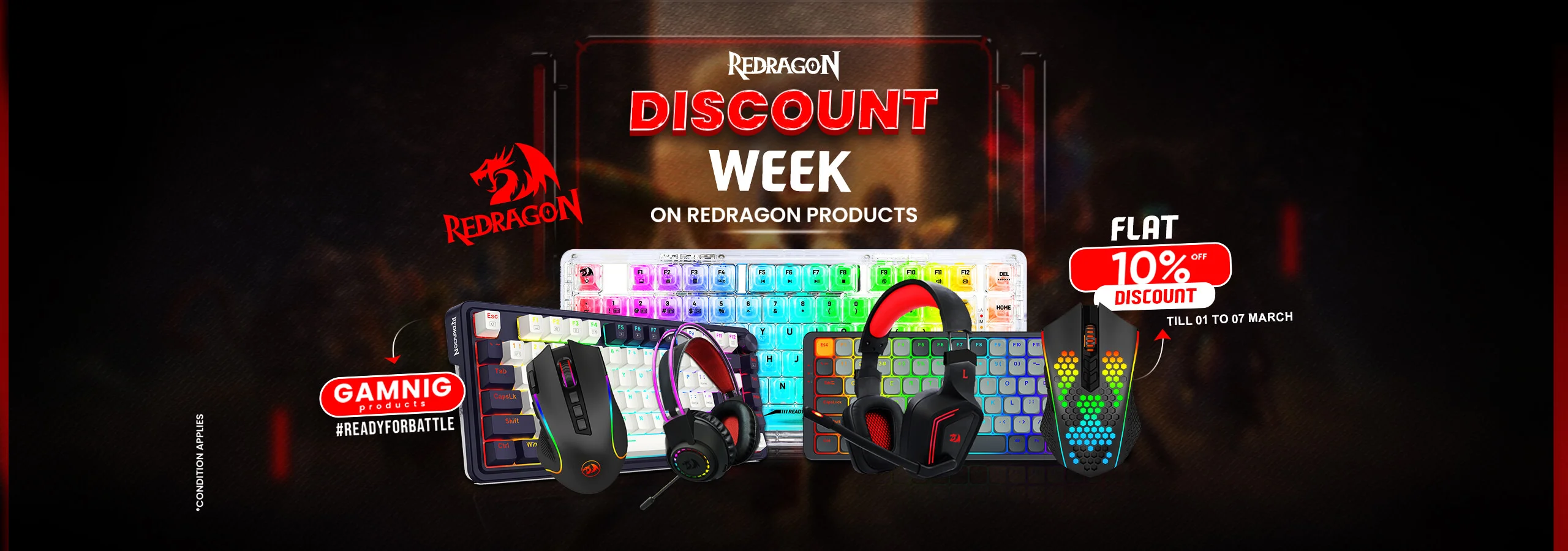 redragon 10% off head banner